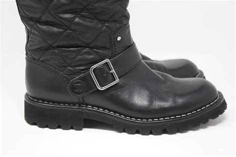chanel quilted motorcycle boots